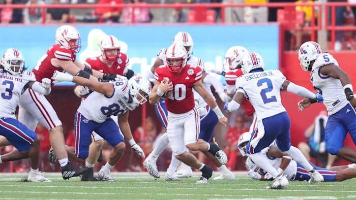 Haarberg Heinrich Haarberg 8 72 yd TD run 4Q 2023 Nebraska football vs Louisiana Tech